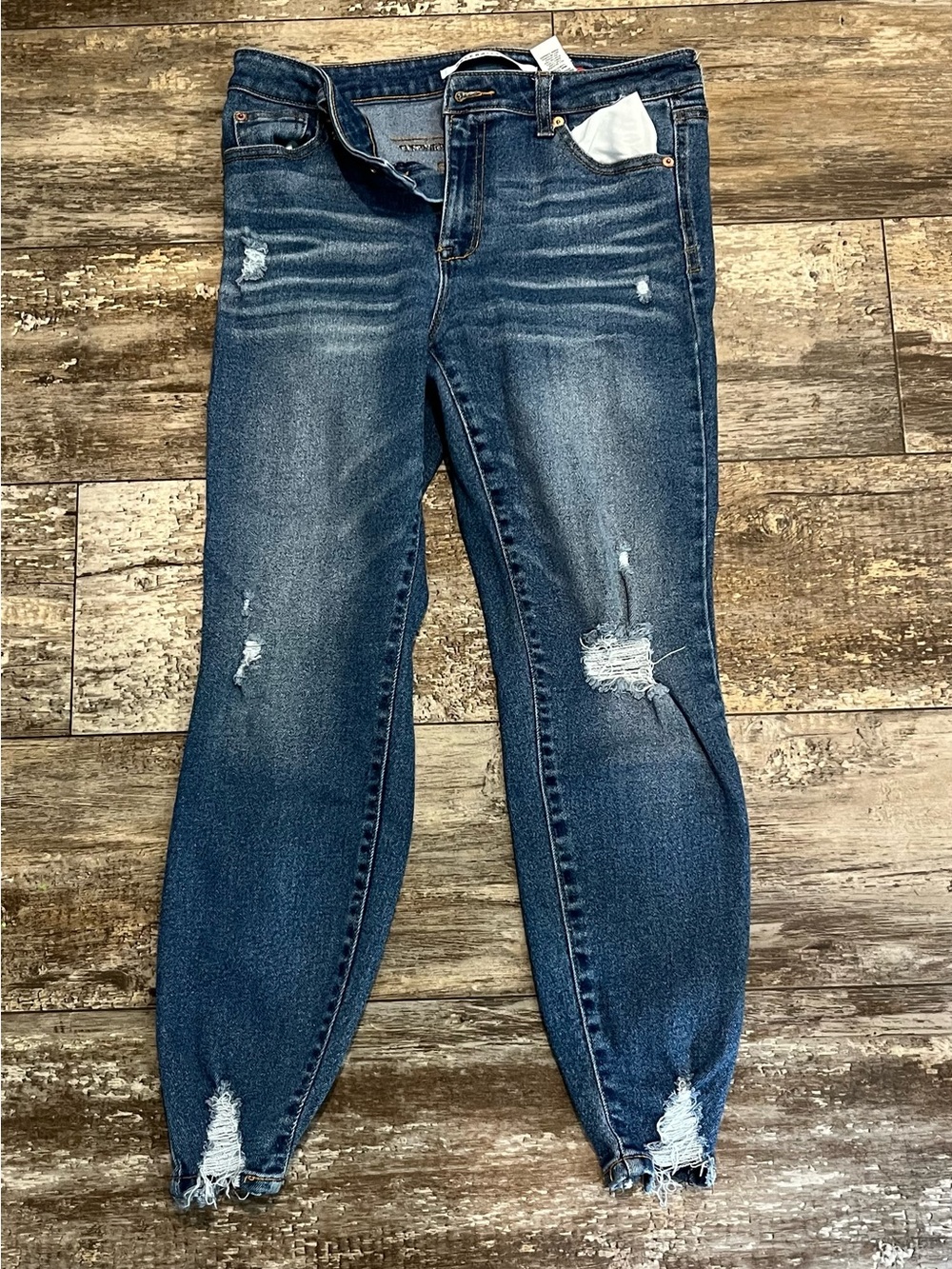 Celebrity Pink Distressed Dark Blue Boyfriend Jeans